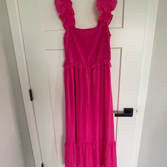 Pink Ruffled Maxi Dress - Picture 2 of 3